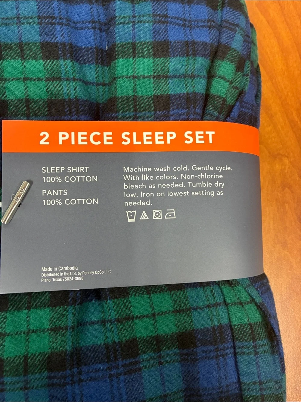 St. John's Bay Green & Blue Plaid Flannel 2-Piece Sleep Set